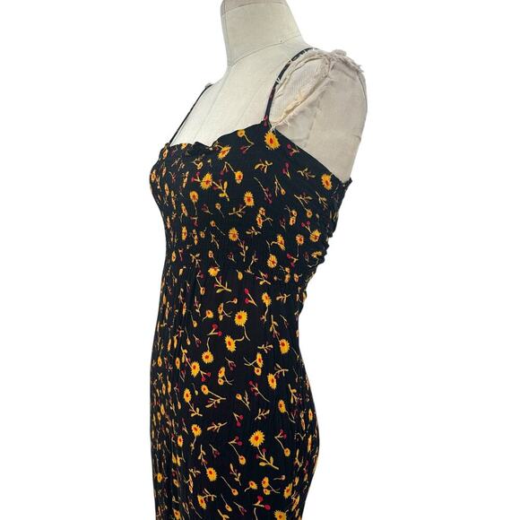 Whistles Aster Floral Textured Jumpsuit Black Yellow Print Size 0 - Picture 6 of 14